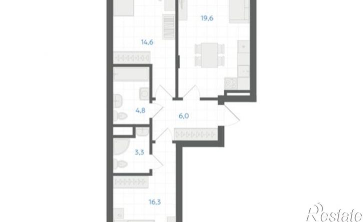 2-комн квартира в новом доме 29-й микрорайон, ЖК Клевер