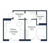 1-комн, 45 кв м, этаж 1/4 посёлок Западный