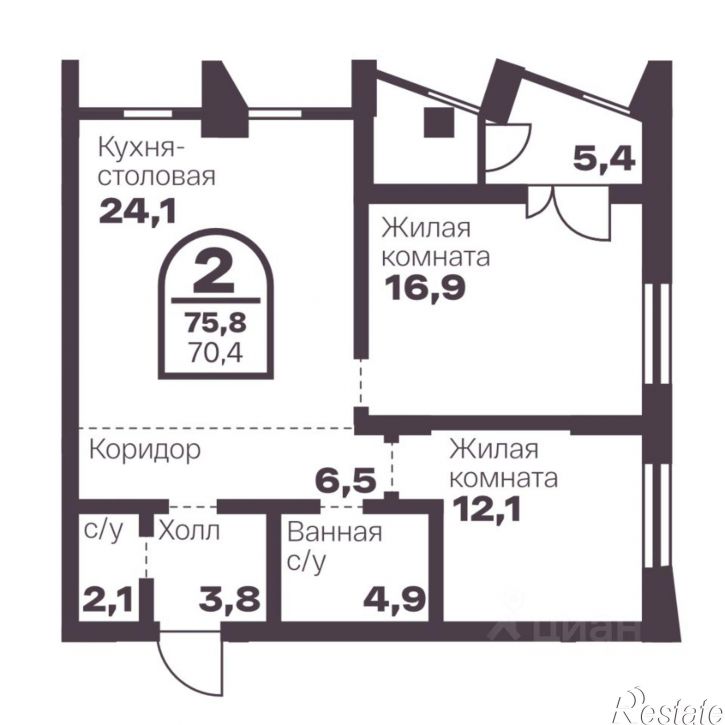 2-комн квартира в новом доме пр-кт Ленина, 19В,  д. 19В