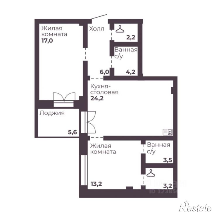 2-комн квартира в новом доме пр-кт Ленина, 4В,  д. 4В