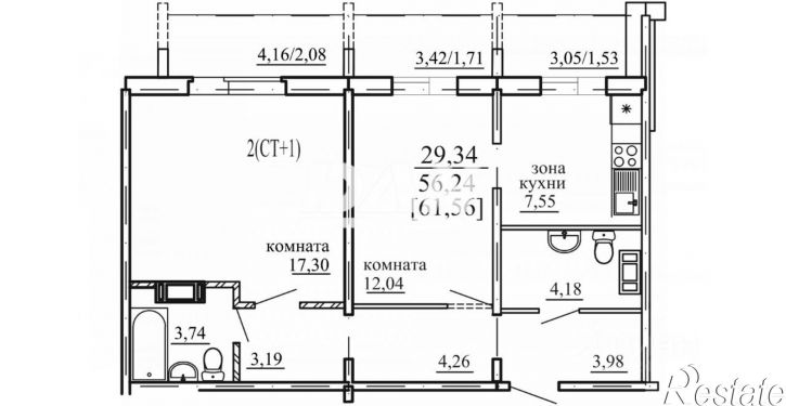 2-комн квартира ул Маршала Чуйкова, 30,  д. 30