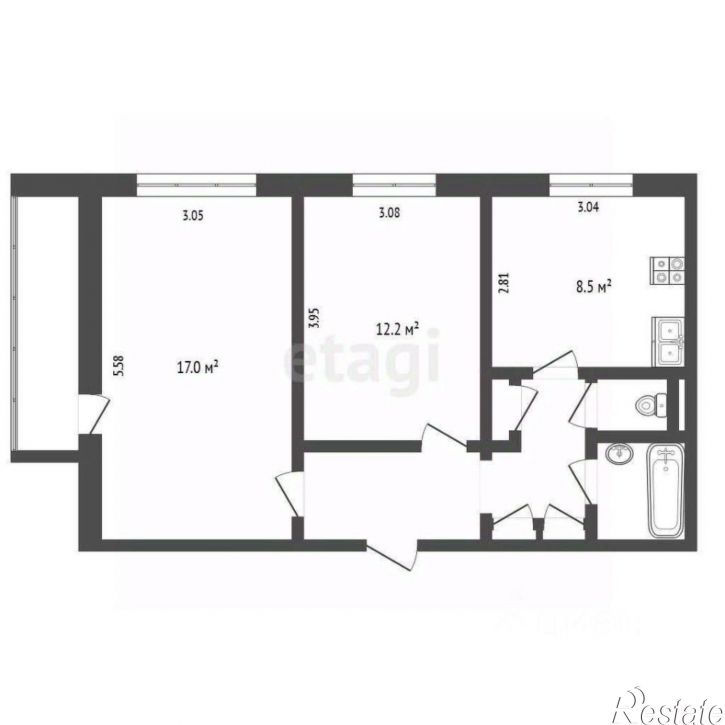 2-комн квартира ул Братьев Кашириных, 105А,  д. 105А