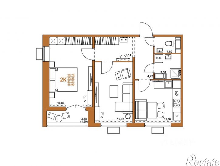 2-комн квартира в новом доме ул Трактовая (АМЗ), 30/2,  д. 30/2