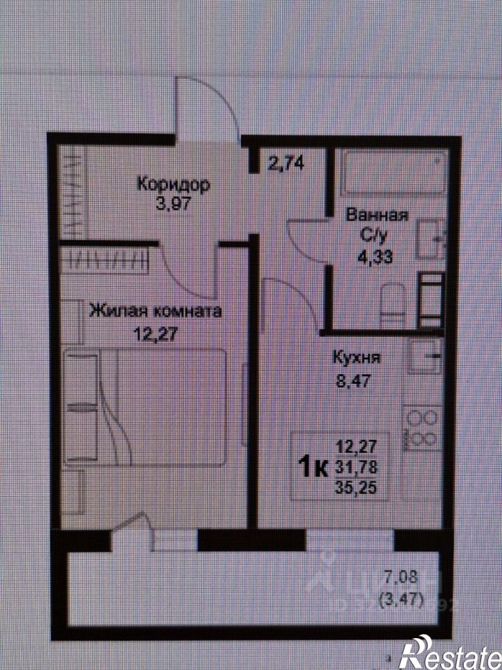 1-комн квартира ул Мечты, 19,  д. 19