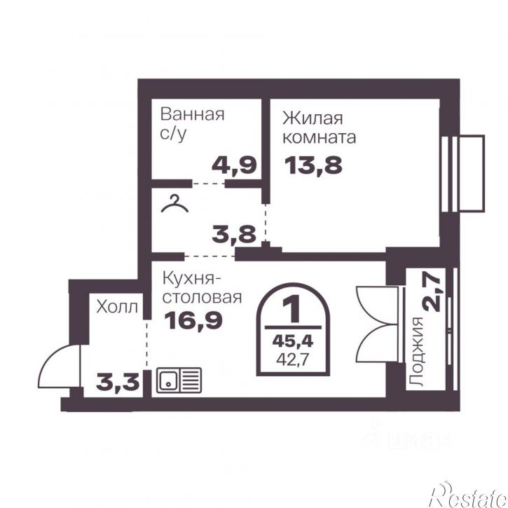 1-комн квартира в новом доме пр-кт Ленина, 19В,  д. 19В