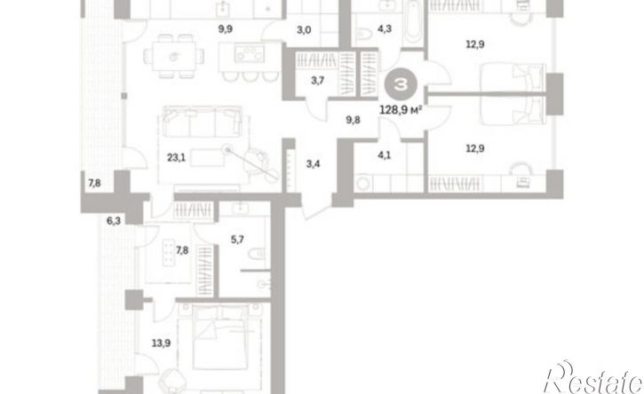 3-комн квартира в новом доме ул Пушкина, 69А,  д. 69А