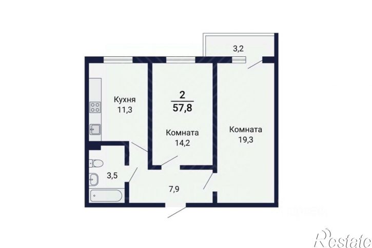 2-комн квартира в новом доме ул Университетская Набережная, 95,  д. 95