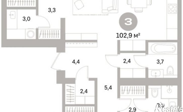 3-комн квартира в новом доме ул Пушкина, 69А,  д. 69А
