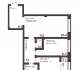 2-комн, 70 кв м, этаж 6/6 пр-кт Ленина, 4В