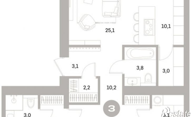 3-комн квартира в новом доме ул Пушкина, 69А,  д. 69А