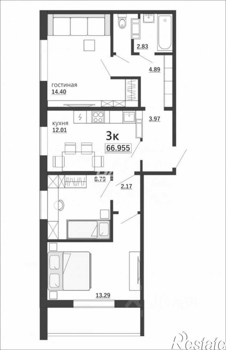 3-комн квартира ул Артиллерийская, 97,  д. 97