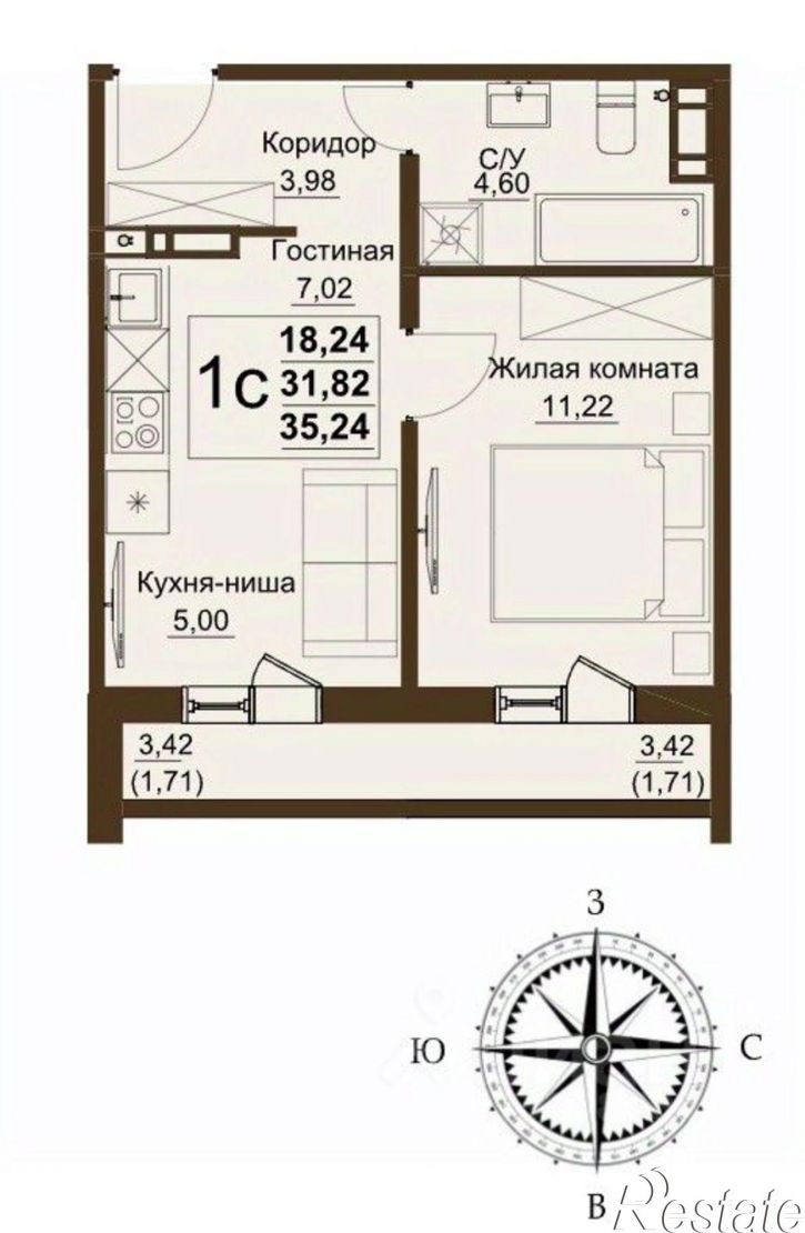 2-комн квартира ул Мечты, 17,  д. 17