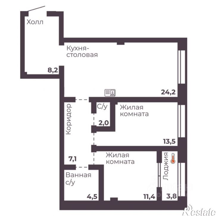 2-комн квартира в новом доме пр-кт Ленина, 4В,  д. 4В