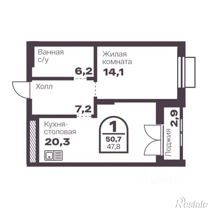 1-комн квартира в новом доме пр-кт Ленина, 19В,  д. 19В