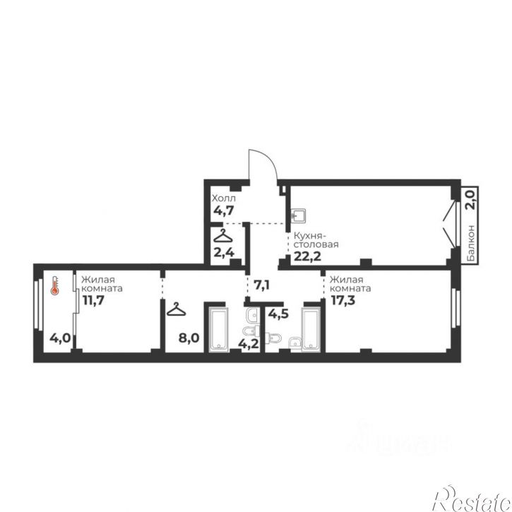 2-комн квартира в новом доме ул Братьев Кашириных, 82/1,  д. 82/1