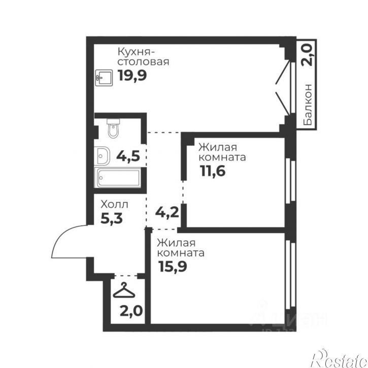 2-комн квартира в новом доме ул Братьев Кашириных, 82/1,  д. 82/1