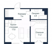 1-комн, 40 кв м, этаж 2/4 посёлок Западный