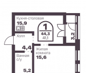 1-комн, 41 кв м, этаж 3/3 пр-кт Ленина, 19В