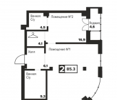 1-комн, 85 кв м, этаж 24/24 ул Труда, 157А