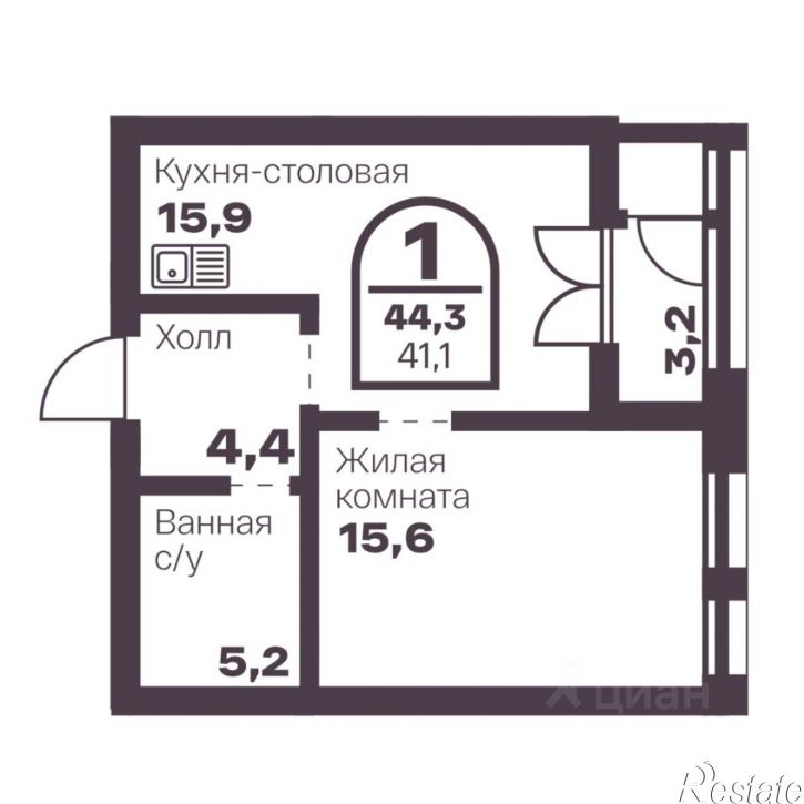 1-комн квартира в новом доме пр-кт Ленина, 19В,  д. 19В