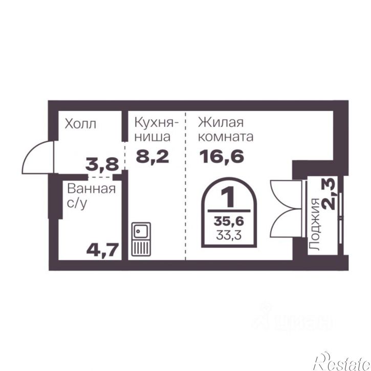 1-комн квартира в новом доме пр-кт Ленина, 19В,  д. 19В
