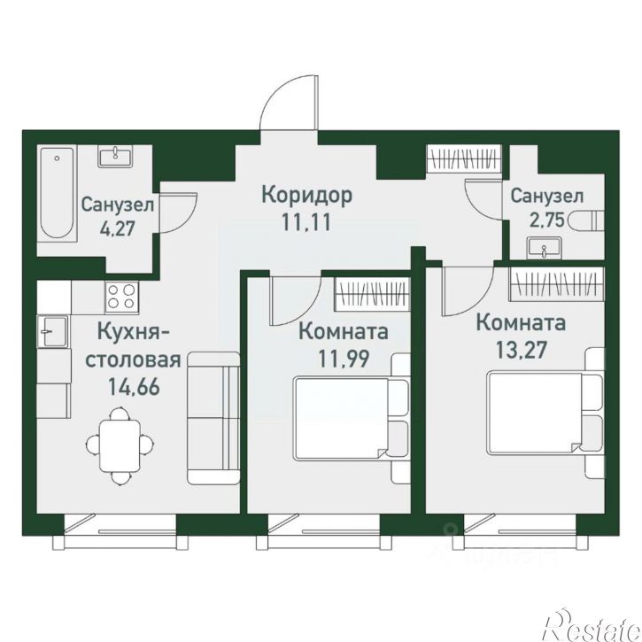 2-комн квартира в новом доме ул Спортивная, 10,  д. 10
