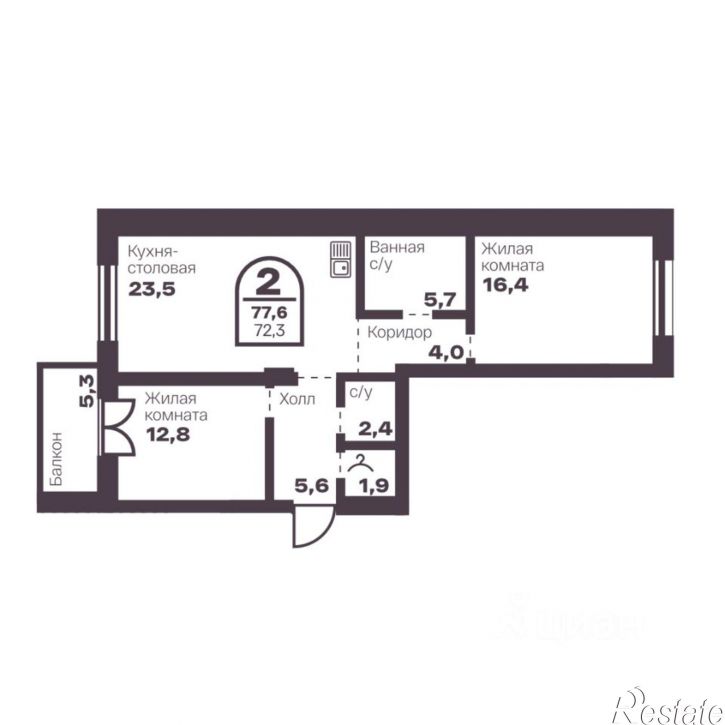 2-комн квартира в новом доме пр-кт Ленина, 19В,  д. 19В