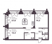 2-комн, 74 кв м, этаж 1/1 пр-кт Ленина, 19В