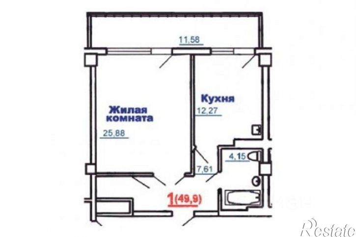 1-комн квартира улица Молодогвардейцев, 38А,  д. 38А