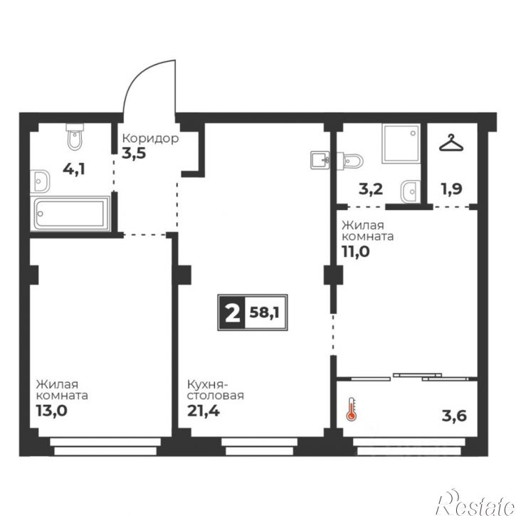 2-комн квартира в новом доме ул Отрадная, 25/6,  д. 25/6