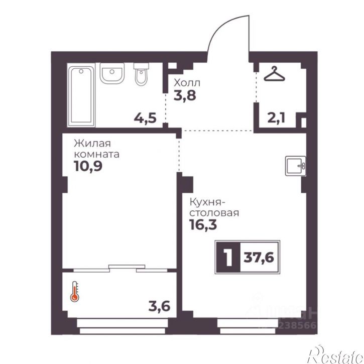 1-комн квартира в новом доме ул Отрадная, 25/6,  д. 25/6