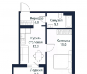 1-комн, 36 кв м, этаж 3/10 ул имени капитана Ефимова, 7