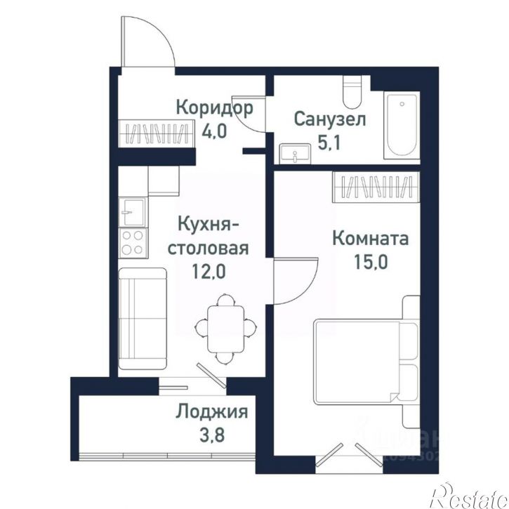 1-комн квартира в новом доме ул имени капитана Ефимова, 7,  д. 7