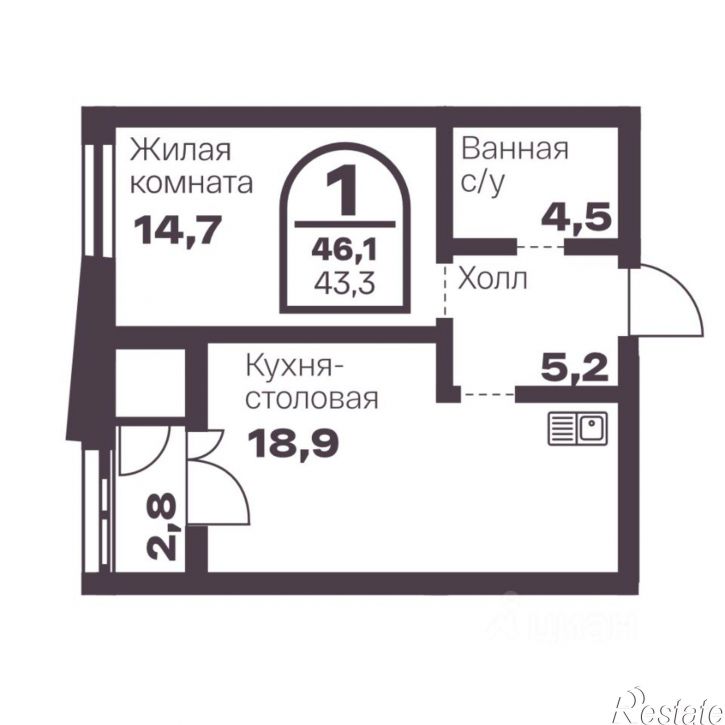 1-комн квартира в новом доме пр-кт Ленина, 19В,  д. 19В
