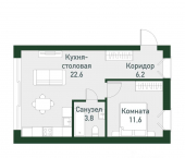 1-комн, 44 кв м, этаж 2/3 ул Кременкульская, 36