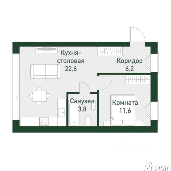 1-комн квартира в новом доме ул Кременкульская, 36,  д. 36