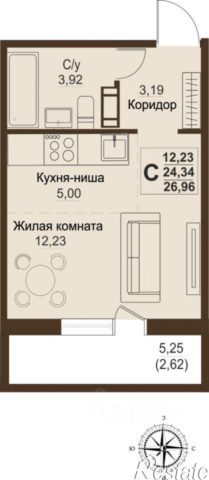 1-комн квартира в новом доме ул Мечты, 19,  д. 19