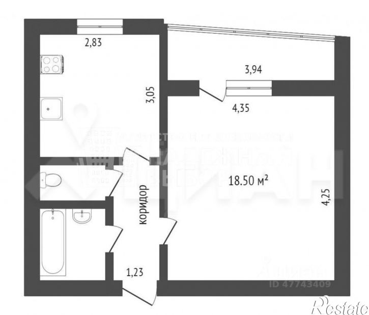1-комн квартира ул Братьев Кашириных, 54А,  д. 54А