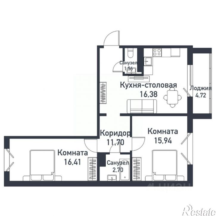 2-комн квартира в новом доме ул Ласковая, 8,  д. 8
