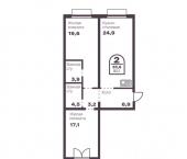 2-комн, 80 кв м, этаж 3/13 пр-кт Ленина, 19В