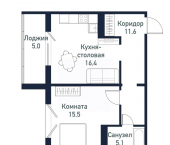 1-комн, 48 кв м, этаж 8/10 посёлок Западный