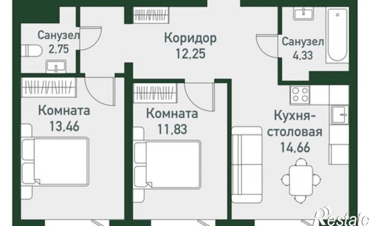 2-комн квартира ул Академическая, 9,  д. 9