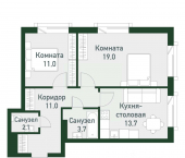 2-комн, 60 кв м, этаж 2/7 ул Кременкульская, 30