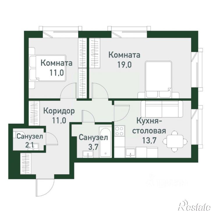2-комн квартира в новом доме ул Кременкульская, 30,  д. 30