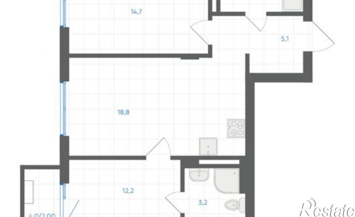 2-комн квартира в новом доме 29-й микрорайон, ЖК Клевер