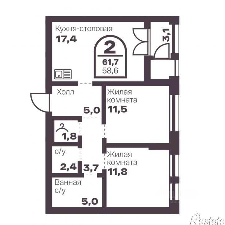 2-комн квартира в новом доме пр-кт Ленина, 19В,  д. 19В