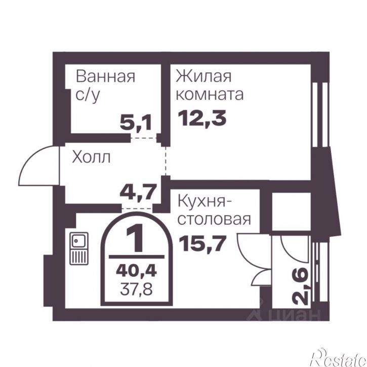 1-комн квартира в новом доме пр-кт Ленина, 19В,  д. 19В