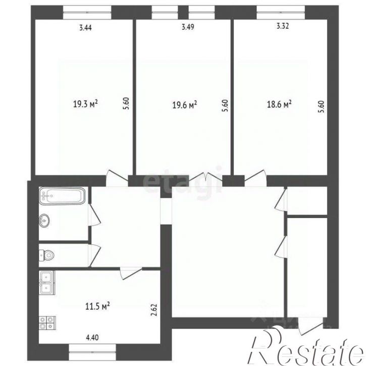 3-комн квартира улица Богдана Хмельницкого, 35,  д. 35