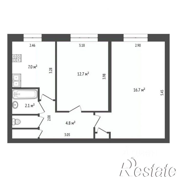 2-комн квартира улица Комарова, 110А,  д. 110А