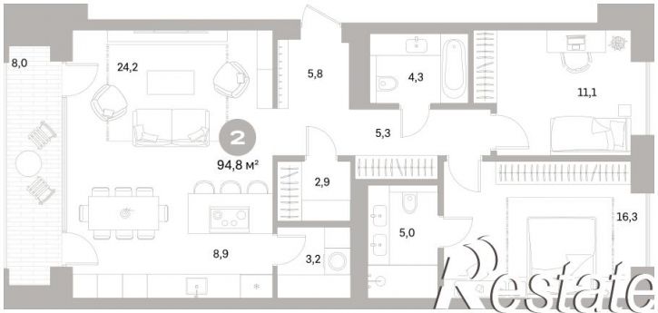 2-комн квартира в новом доме Плеханова, 22